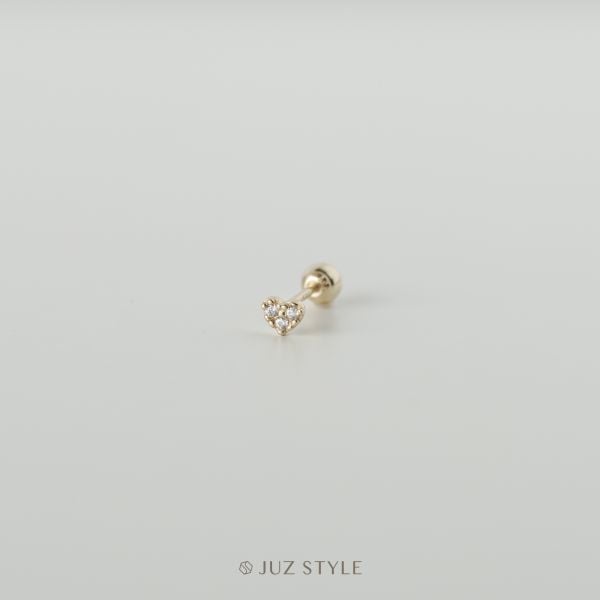  Bông tai vàng 14K tiny heart ballstud 