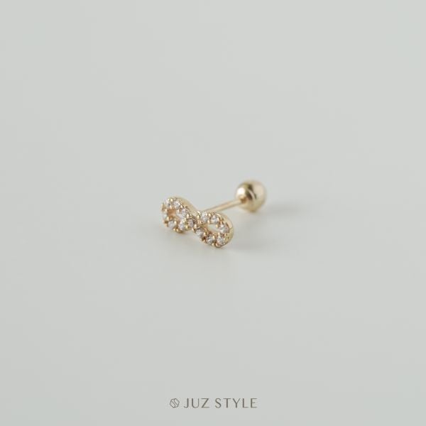 Bông tai vàng 14K infinity cz ballstud 