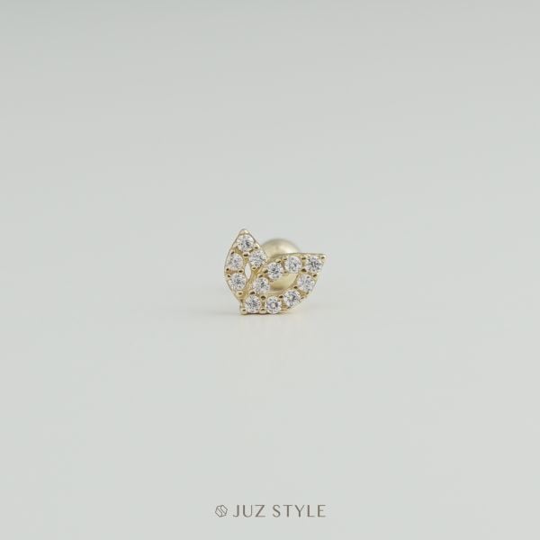  Bông tai vàng 14K leaves ballstud 