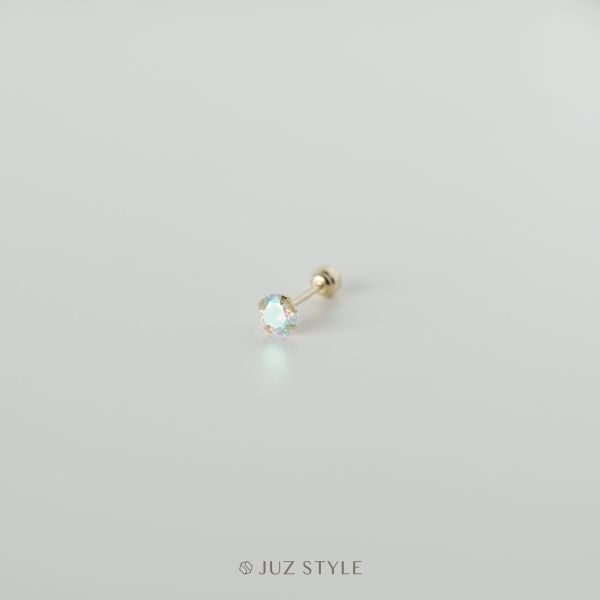  Bông tai vàng 14K Aurora Cz ballstud 