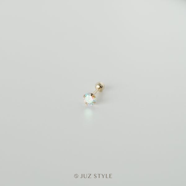  Bông tai vàng 14K Aurora Cz ballstud 