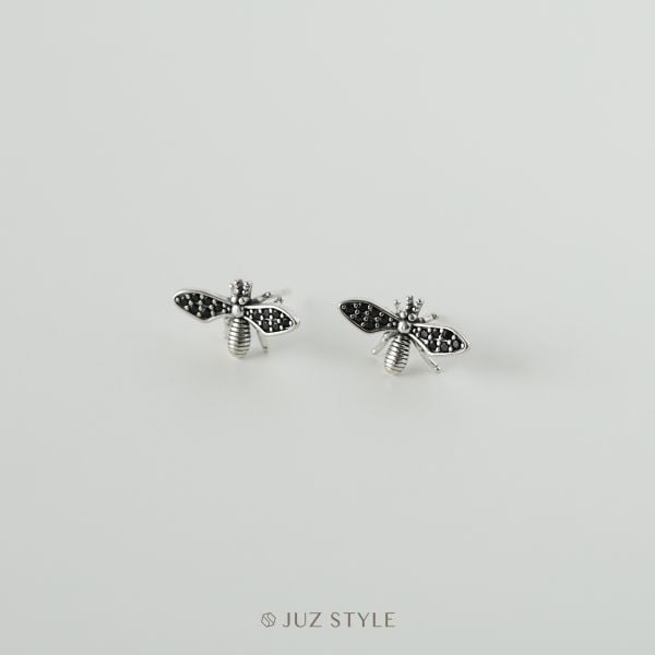  Bông tai bạc Black bee 