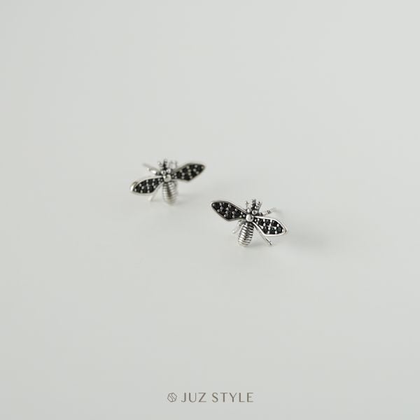  Bông tai bạc Black bee 