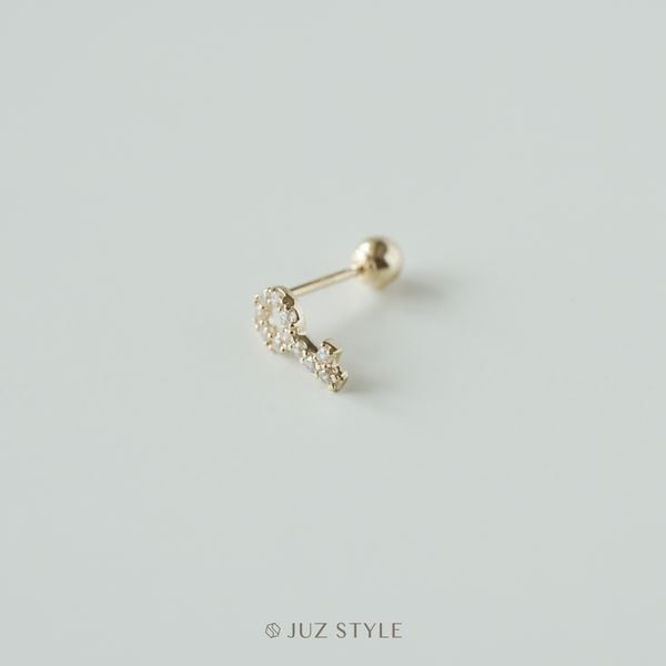  Bông tai vàng 14K Key Cz Ballstud 