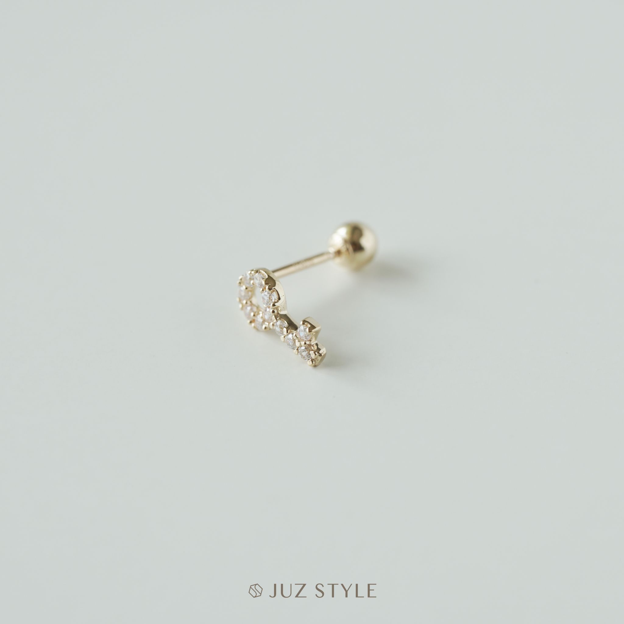  Bông tai vàng 14K Key Cz Ballstud 