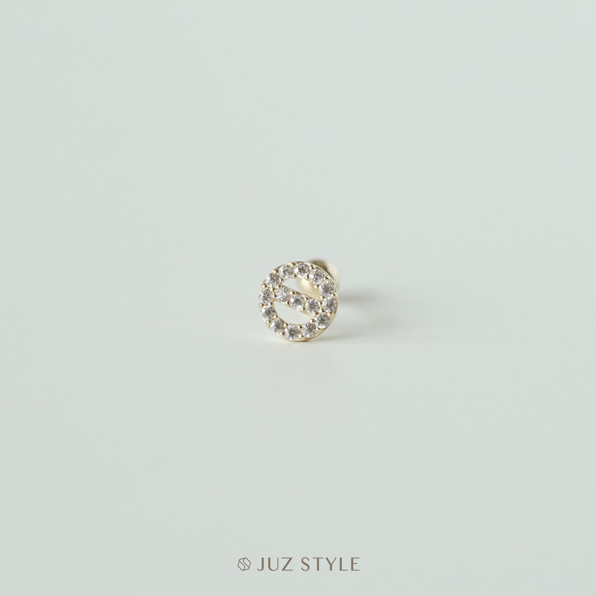  Bông tai vàng 14K Love Sign Cz Ballstud 