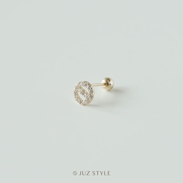  Bông tai vàng 14K Love Sign Cz Ballstud 