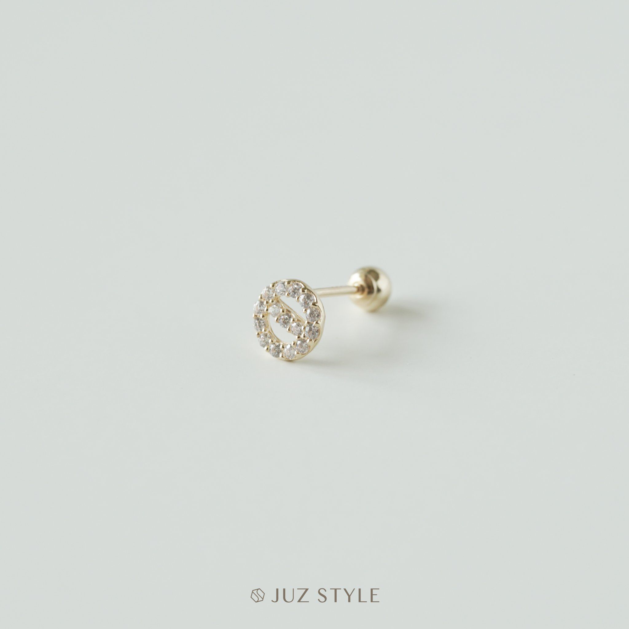  Bông tai vàng 14K Love Sign Cz Ballstud 