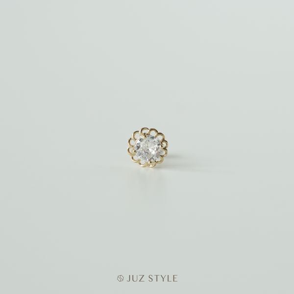  Bông tai vàng 14K Bloom Cz Ballstud 