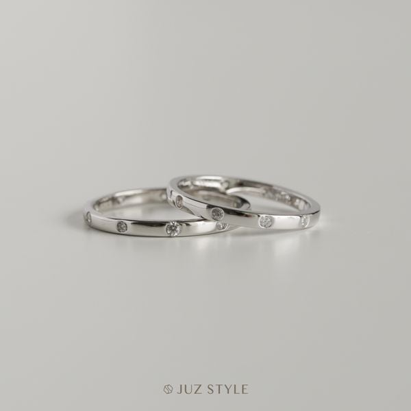  Nhẫn cặp bạc Cz-Round band 