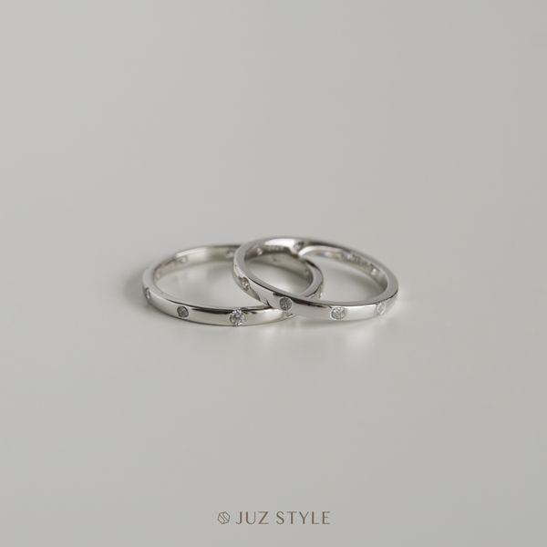  Nhẫn cặp bạc Cz-Round band 