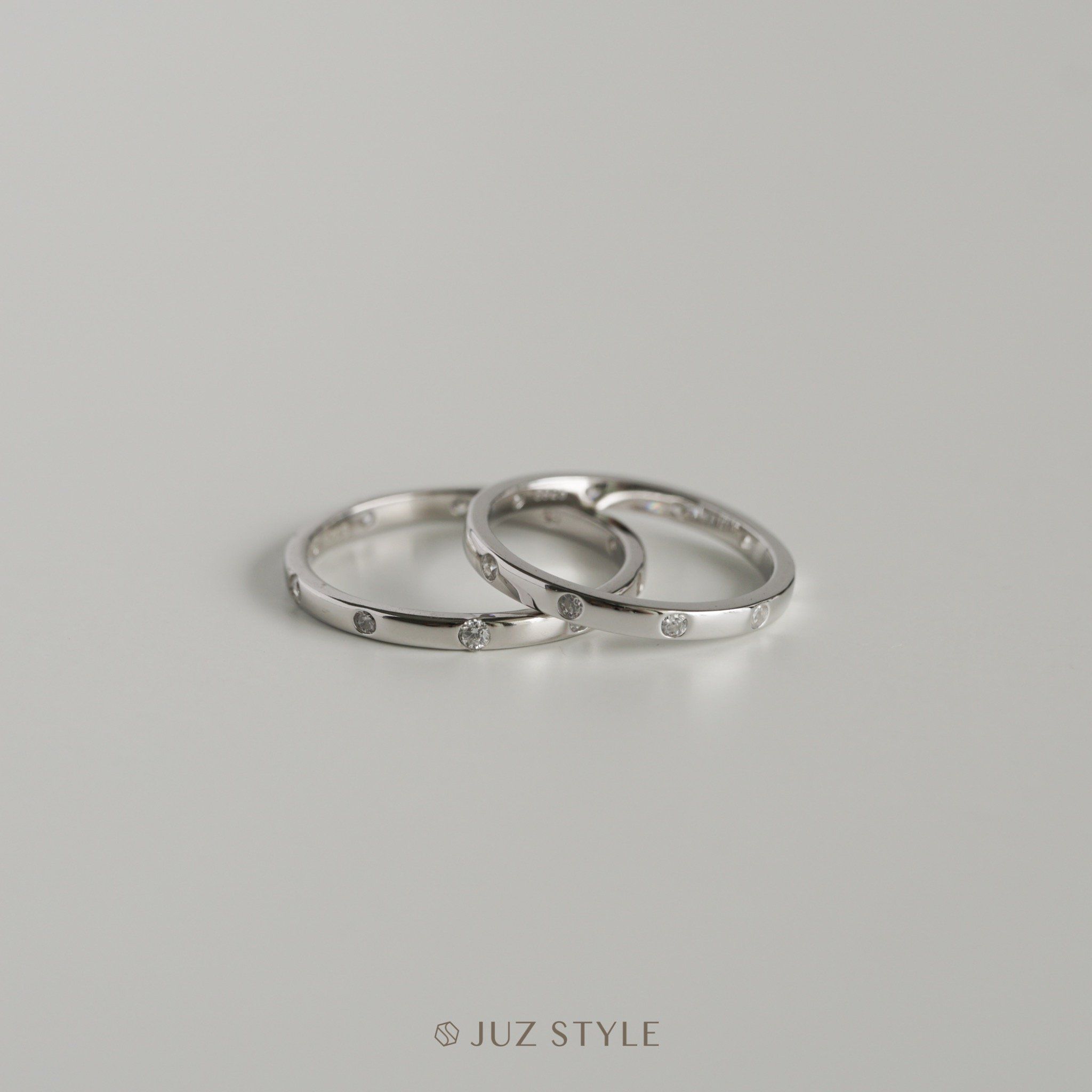  Nhẫn cặp bạc Cz-Round band 
