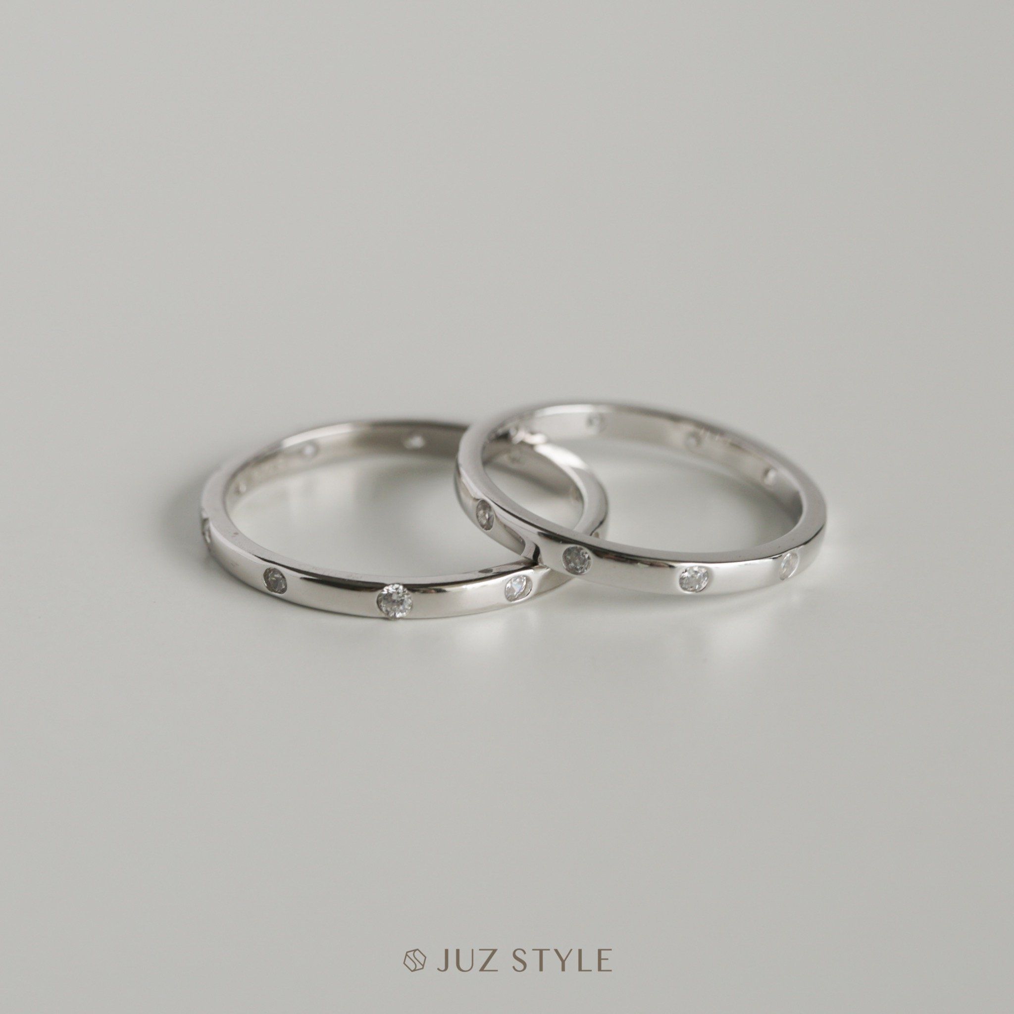  Nhẫn cặp bạc Cz-Round band 