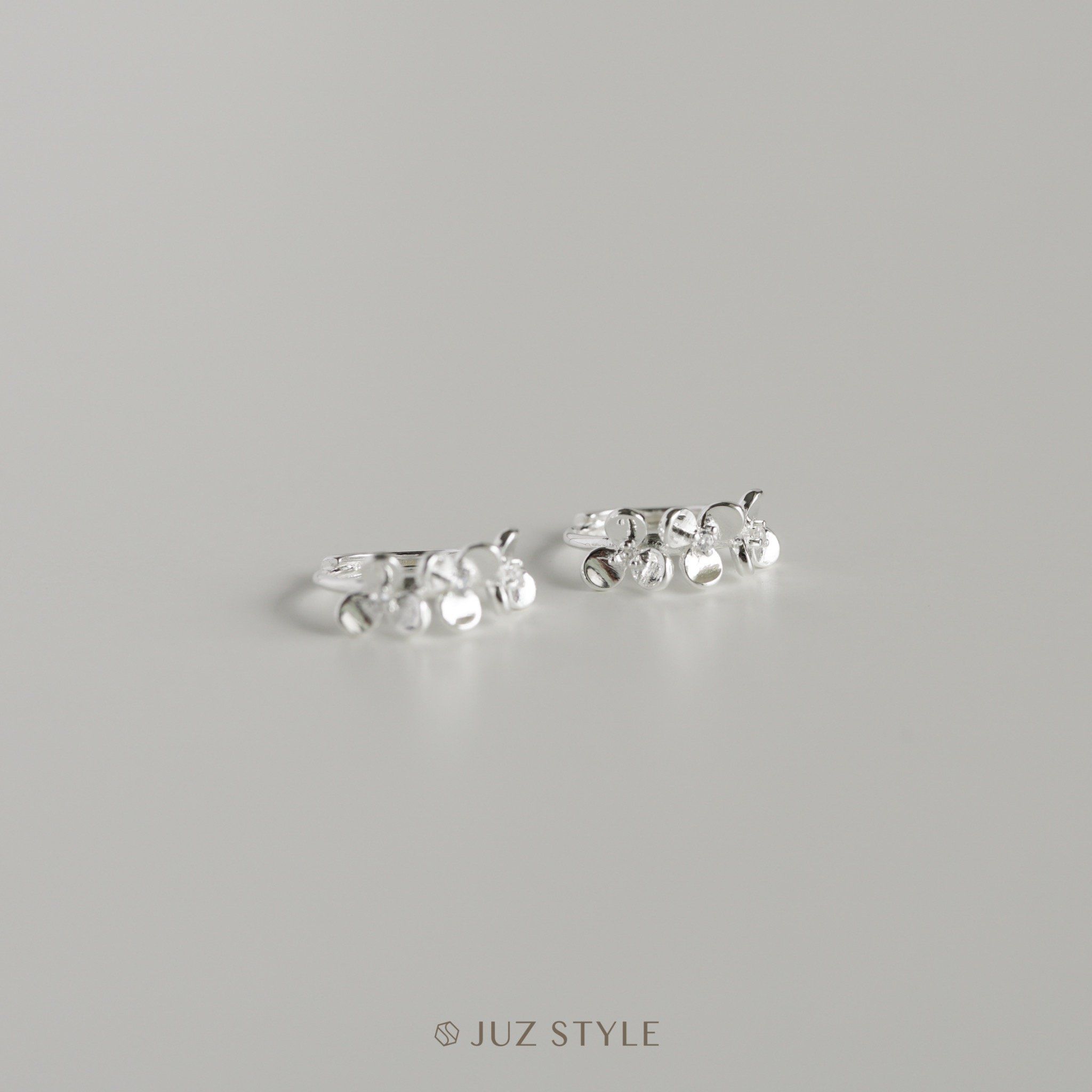  Bông tai bạc Cz flower hoop 