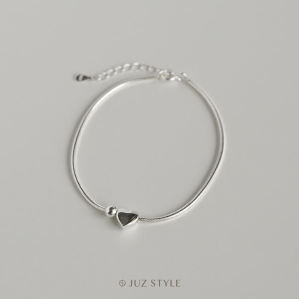  Lắc tay bạc Smooth chain with heart 