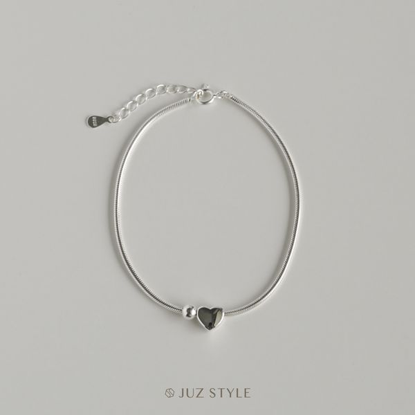  Lắc tay bạc Smooth chain with heart 