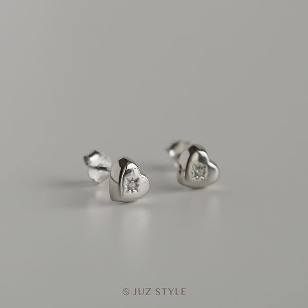  Bông tai bạc Heart Cz 