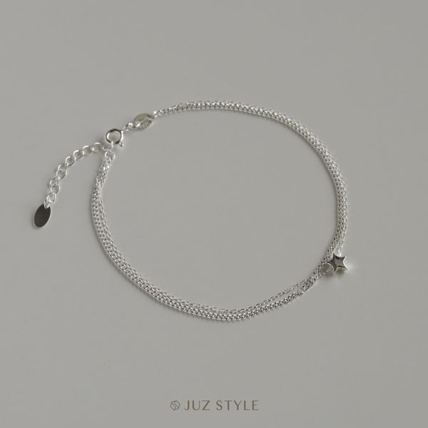  Lắc chân bạc Double chains w. Star 