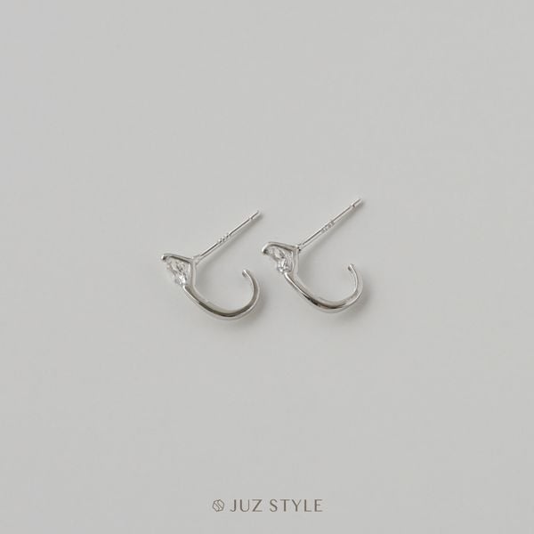  Bông tai bạc Cz curve 