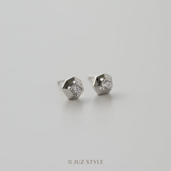  Bông tai bạc Cz Octagon 