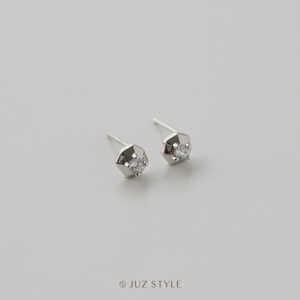  Bông tai bạc Cz Octagon 