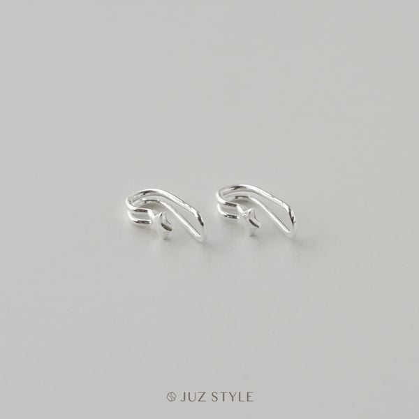  Bông tai bạc kẹp vành Star 