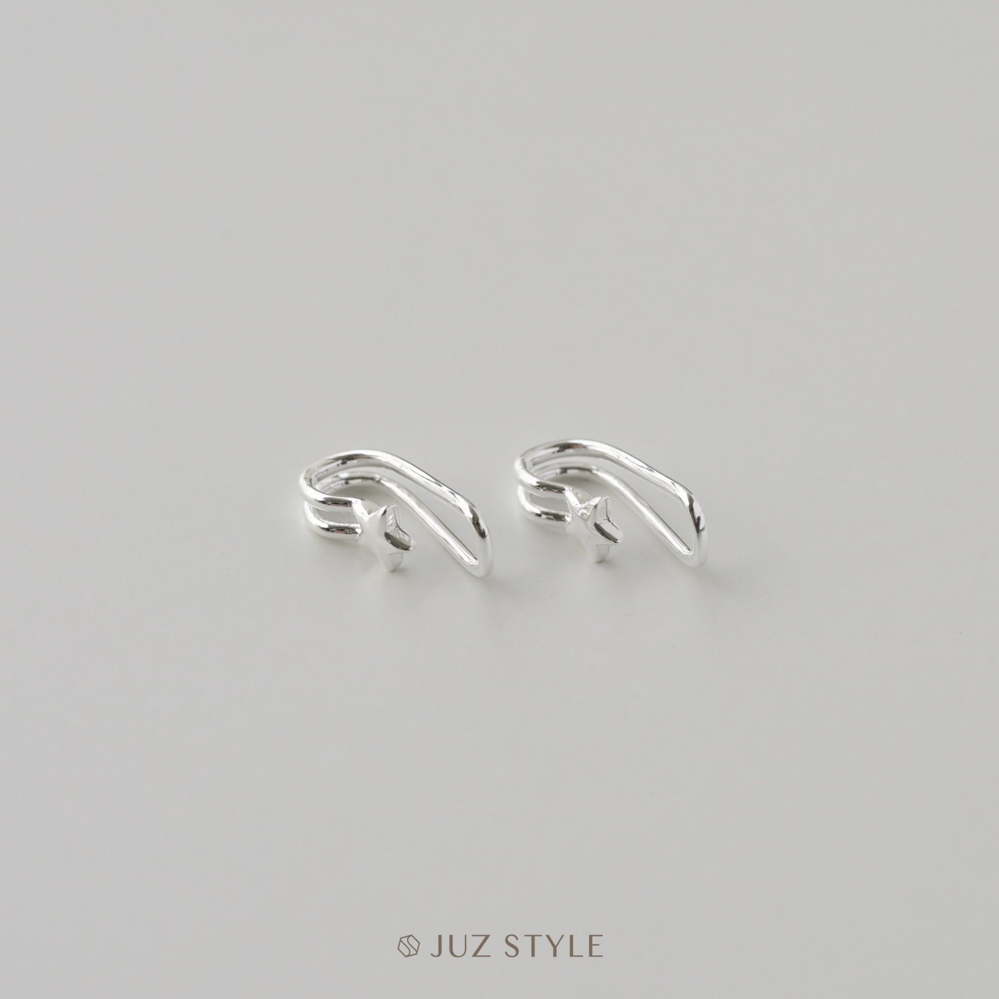  Bông tai bạc kẹp vành Star 