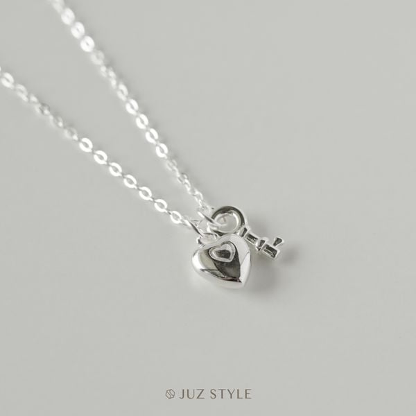  Dây chuyền bạc Heart lock & key 