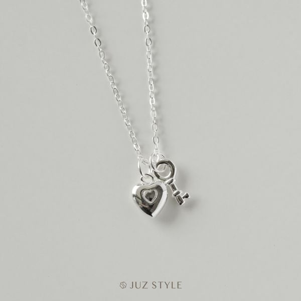  Dây chuyền bạc Heart lock & key 