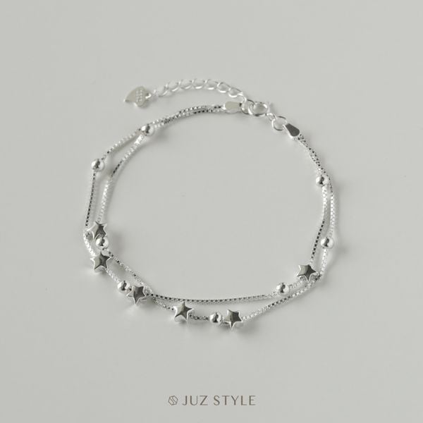  Lắc tay bạc double layers with stars 