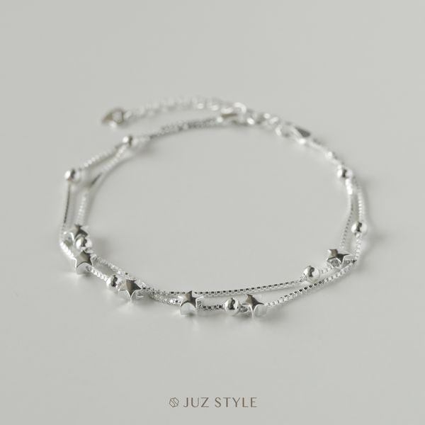  Lắc tay bạc double layers with stars 