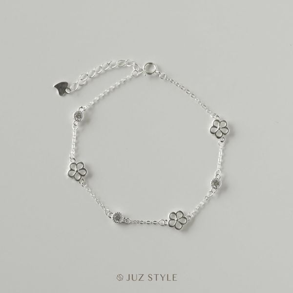  Lắc tay bạc Flower & Cz 