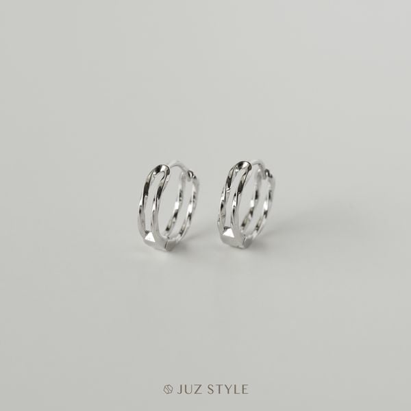  Bông tai bạc Double twisted line hoop 