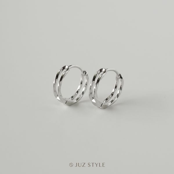  Bông tai bạc Double twisted line hoop 