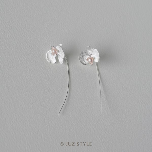  Bông tai bạc Butterfly Orchid with pearl 