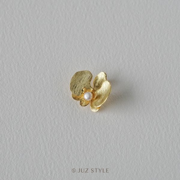  Mặt dây chuyền bạc mạ vàng Butterfly Orchid with pearl 