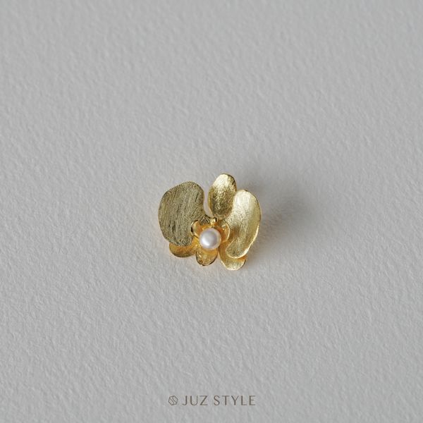  Mặt dây chuyền bạc mạ vàng Butterfly Orchid with pearl 