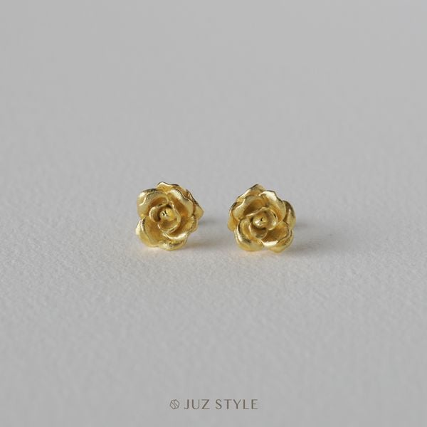  Bông tai bạc mạ vàng Camellia 