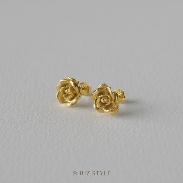  Bông tai bạc mạ vàng Camellia 