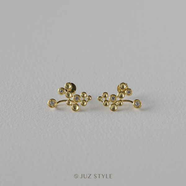  Bông tai bạc mạ vàng Water Bubbles 