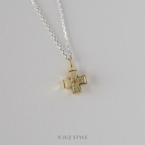  Mặt dây chuyền bạc Cross (mạ vàng) 