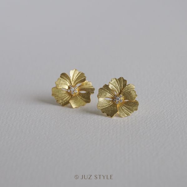  Bông tai bạc mạ vàng Peony 