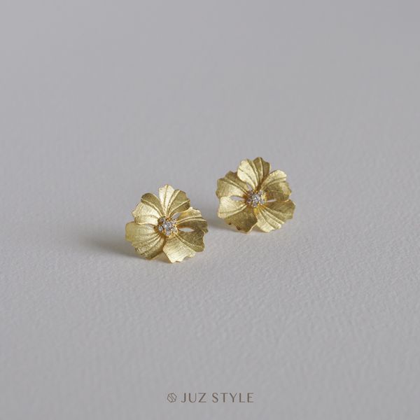  Bông tai bạc mạ vàng Peony 