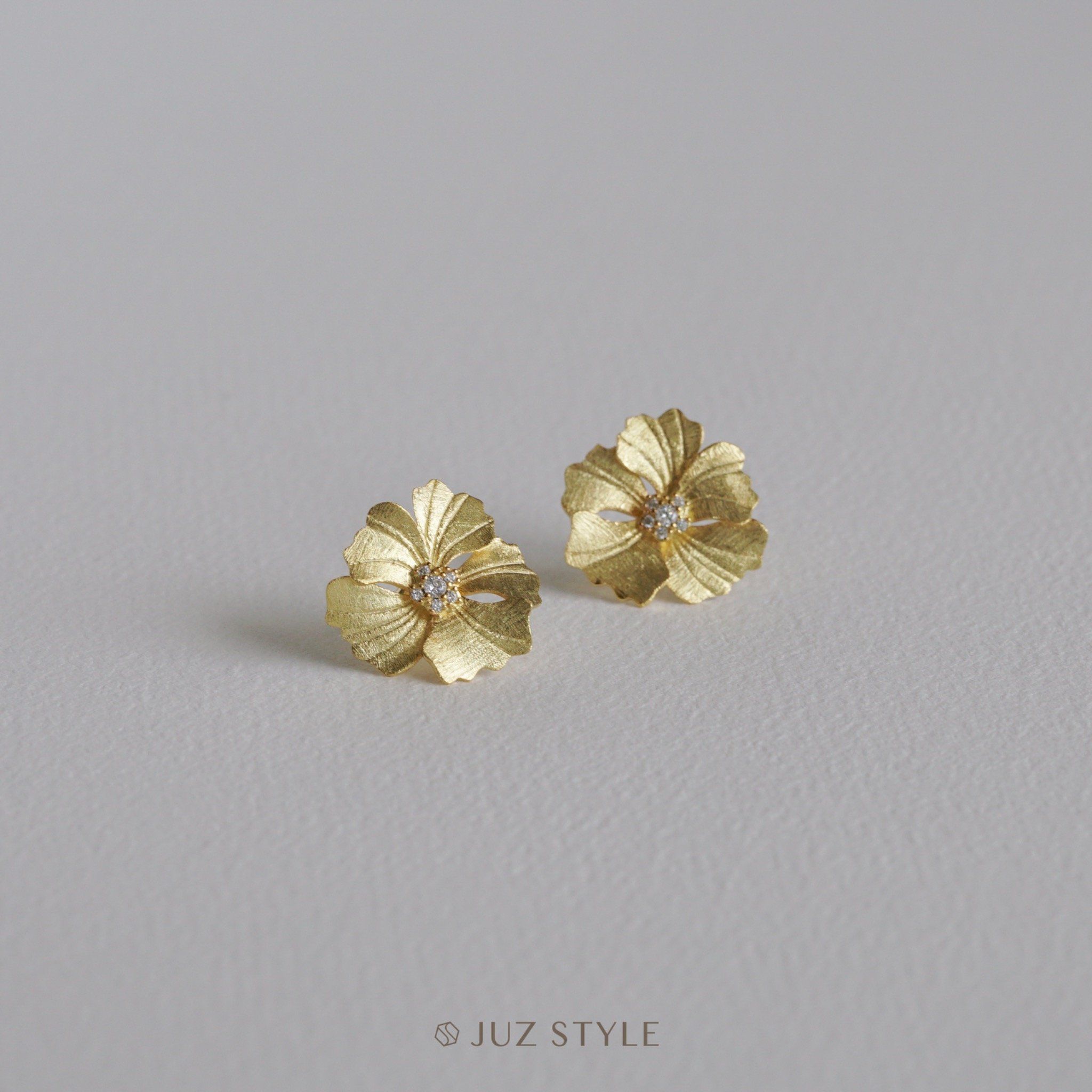  Bông tai bạc mạ vàng Peony 