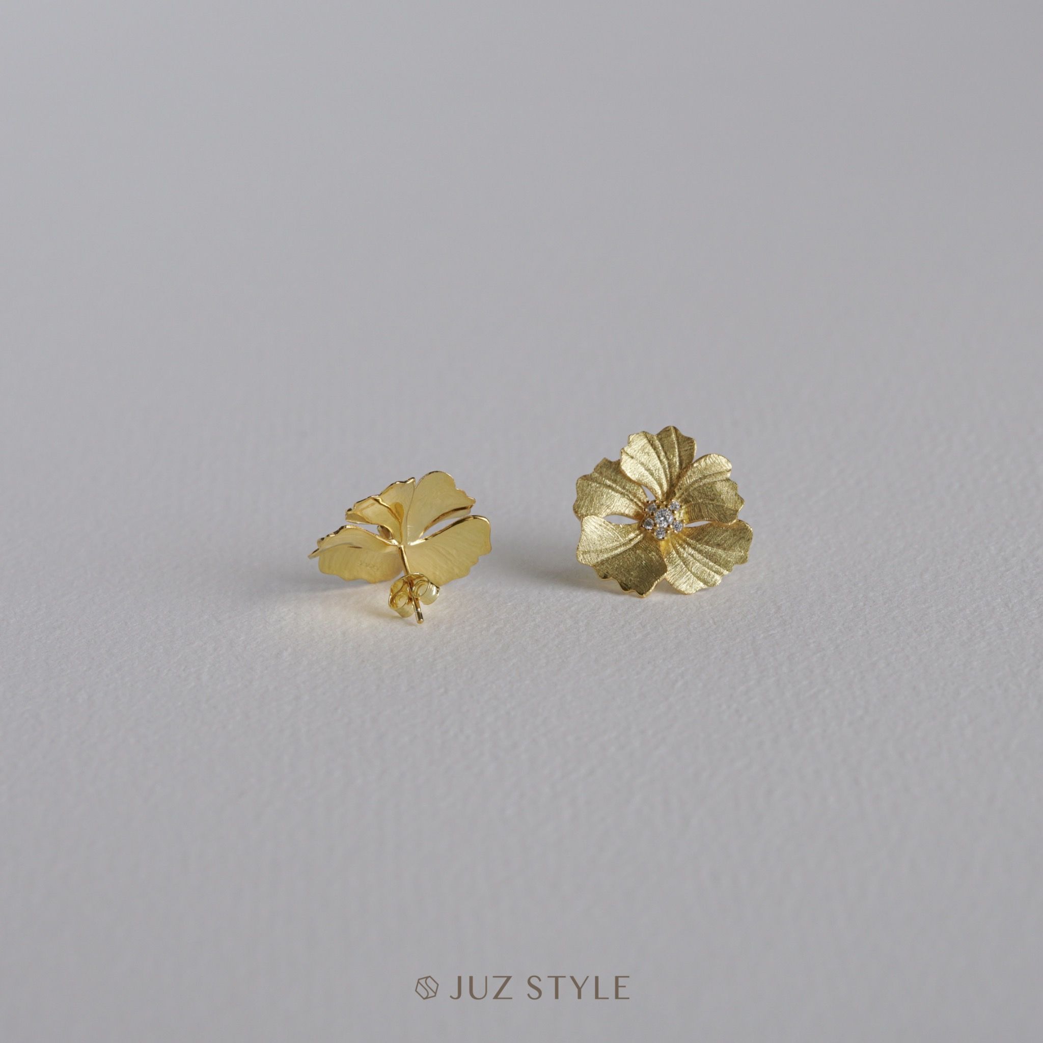  Bông tai bạc mạ vàng Peony 