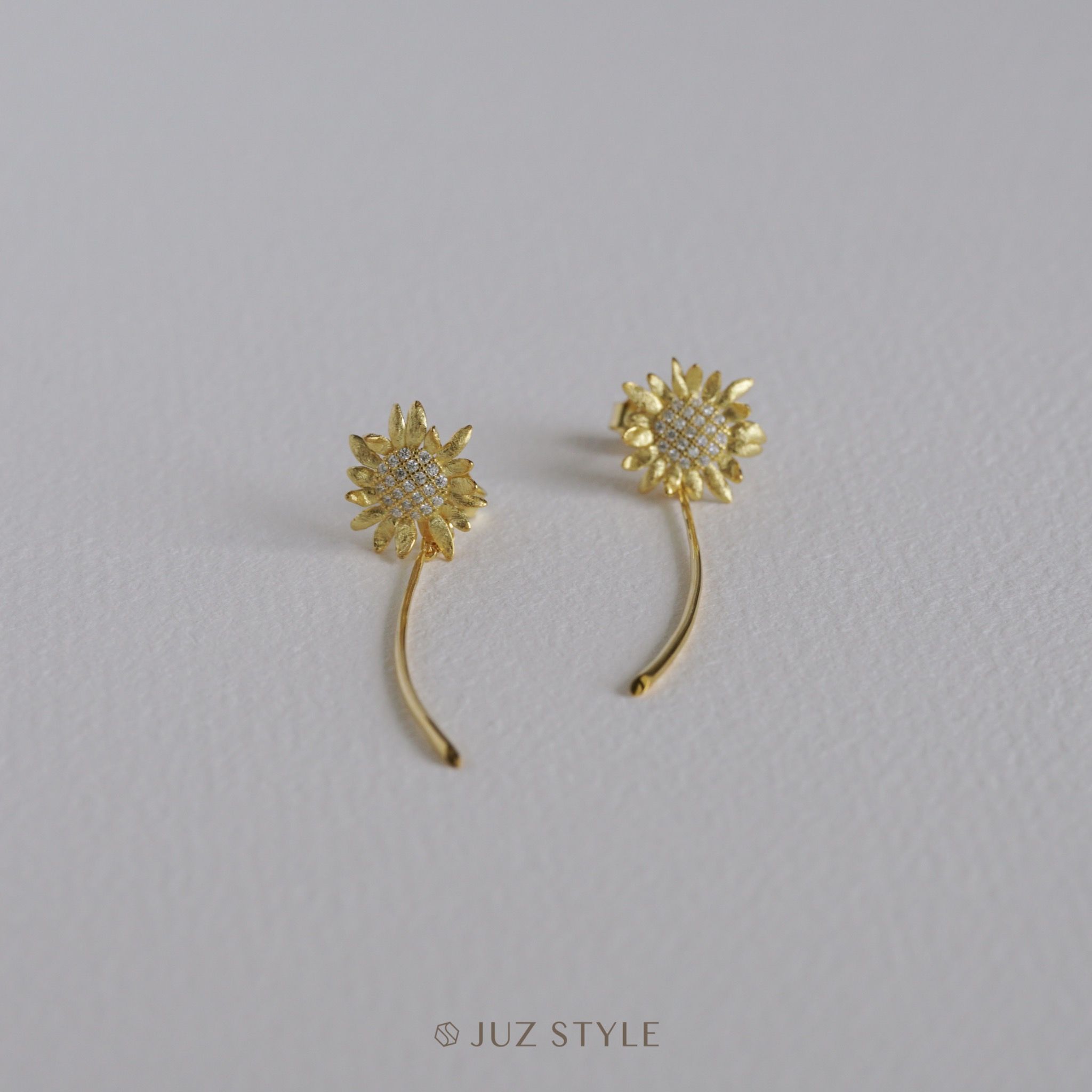  Bông tai bạc mạ vàng Sunflower 