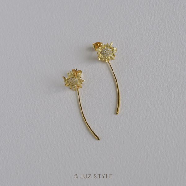  Bông tai bạc mạ vàng Sunflower 