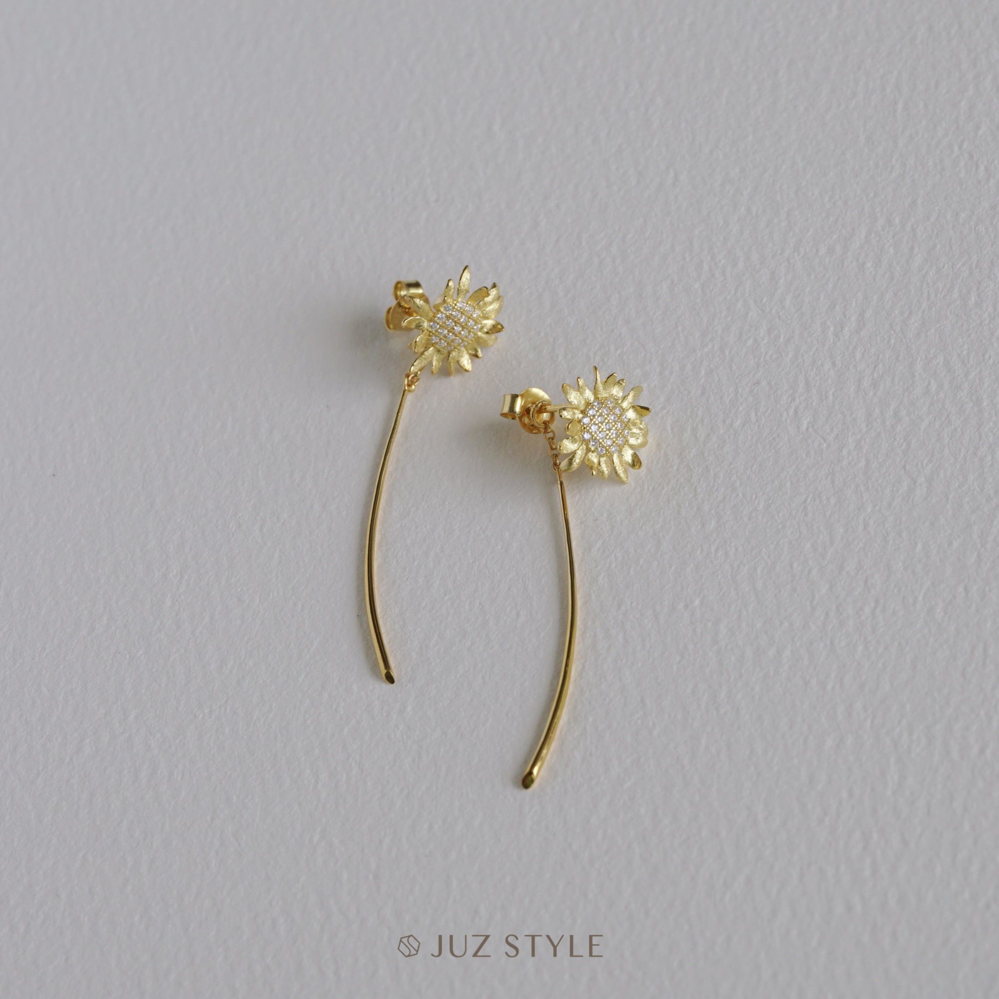  Bông tai bạc mạ vàng Sunflower 