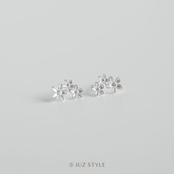  Bông tai bạc Triple flowers 