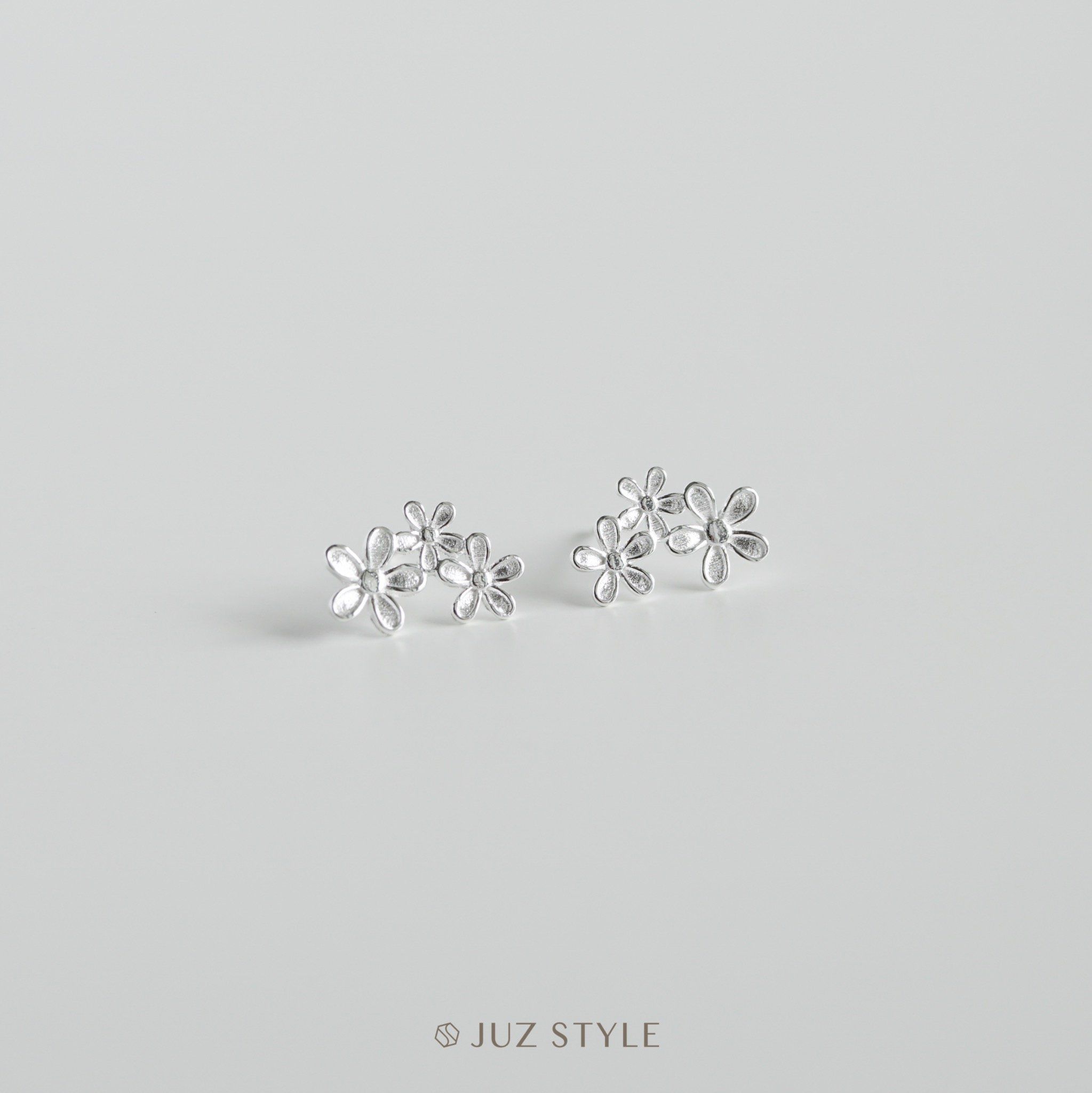  Bông tai bạc Triple flowers 